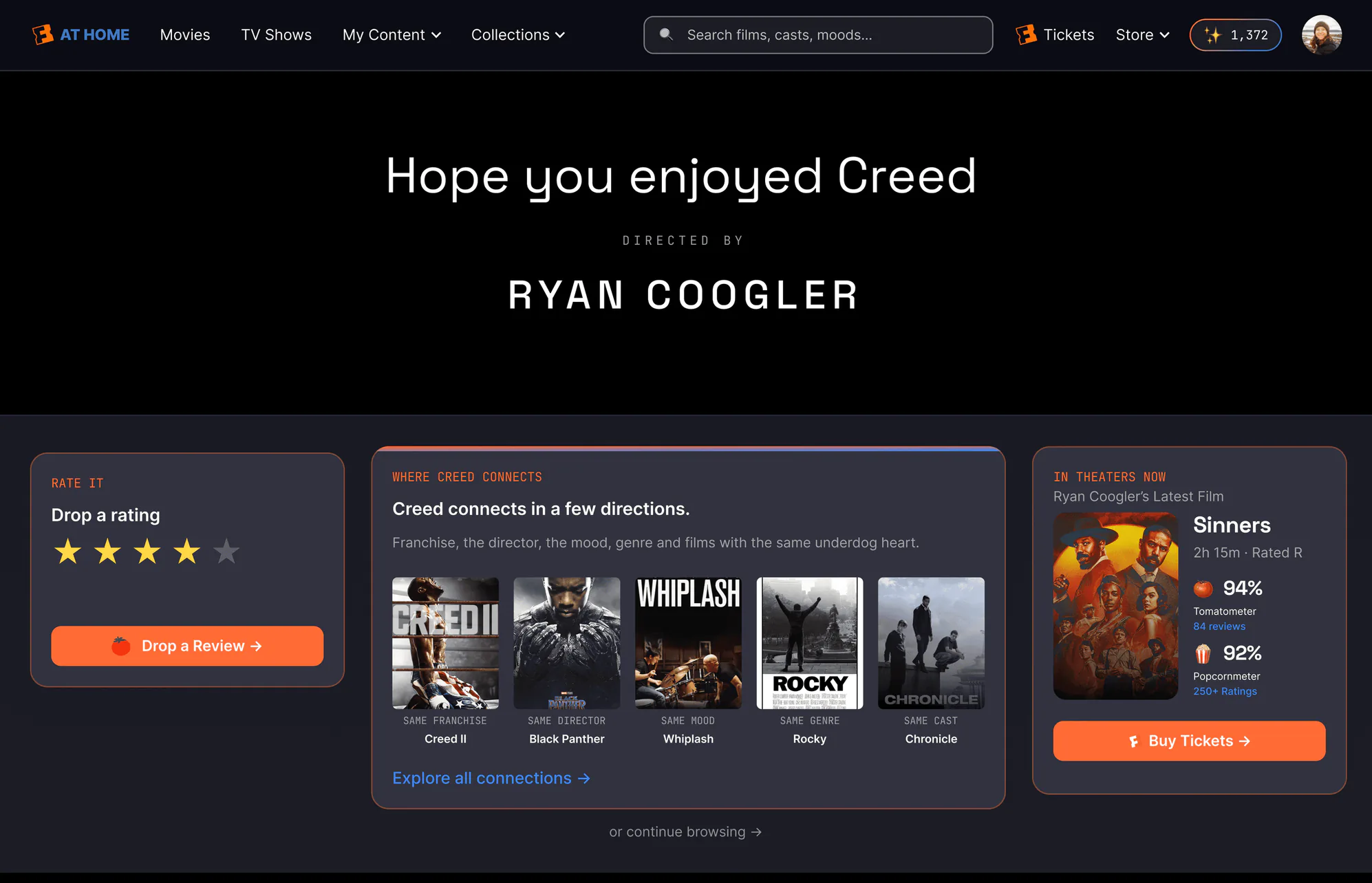 End credits screen suggesting where Creed connects