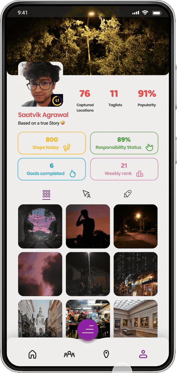 The Eqo profile, showing captured locations, taglists and weekly rank