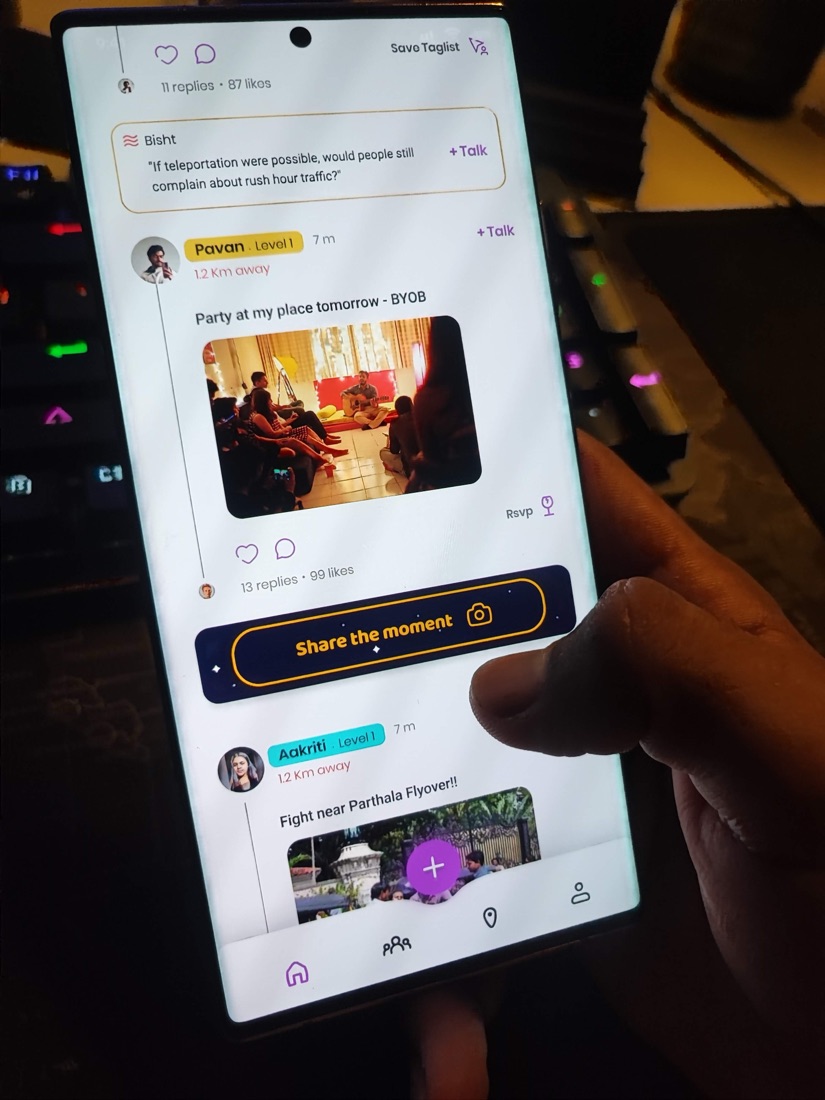 A participant scrolling the Eqo feed on their own phone